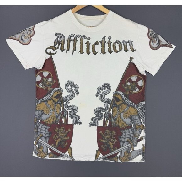 Affliction Other - Affliction Y2K AOP Shirt Streetwear Hype Flag Knight Armor Sword Graphic Rare